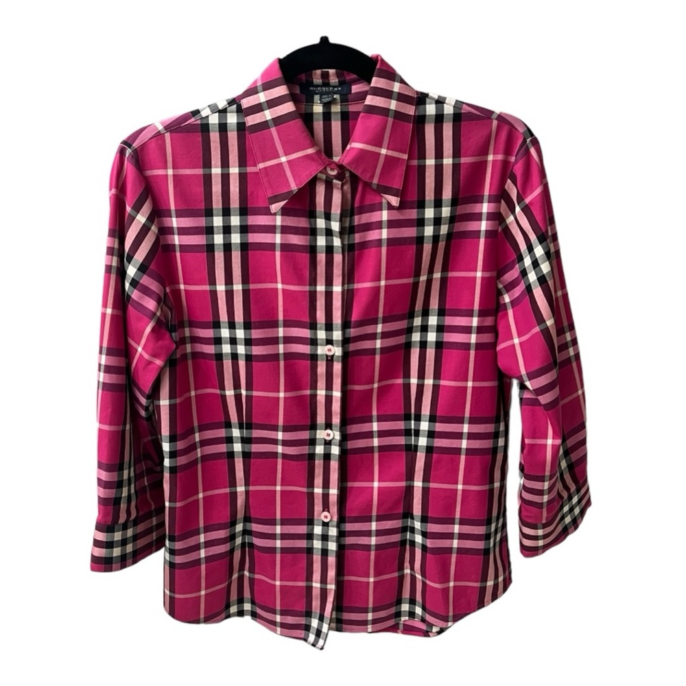 Burberry Women's Pink Plaid Top Size 6